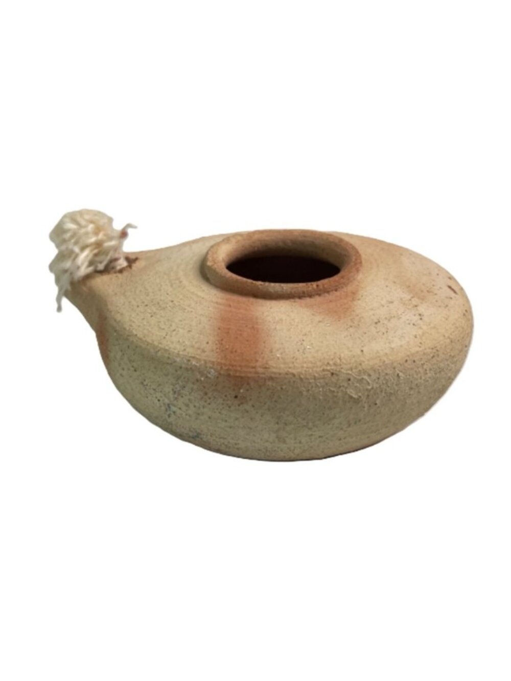 Vintage Biblical Replica Clay Pottery Lamp 4" Unused Herodian Style Terracotta